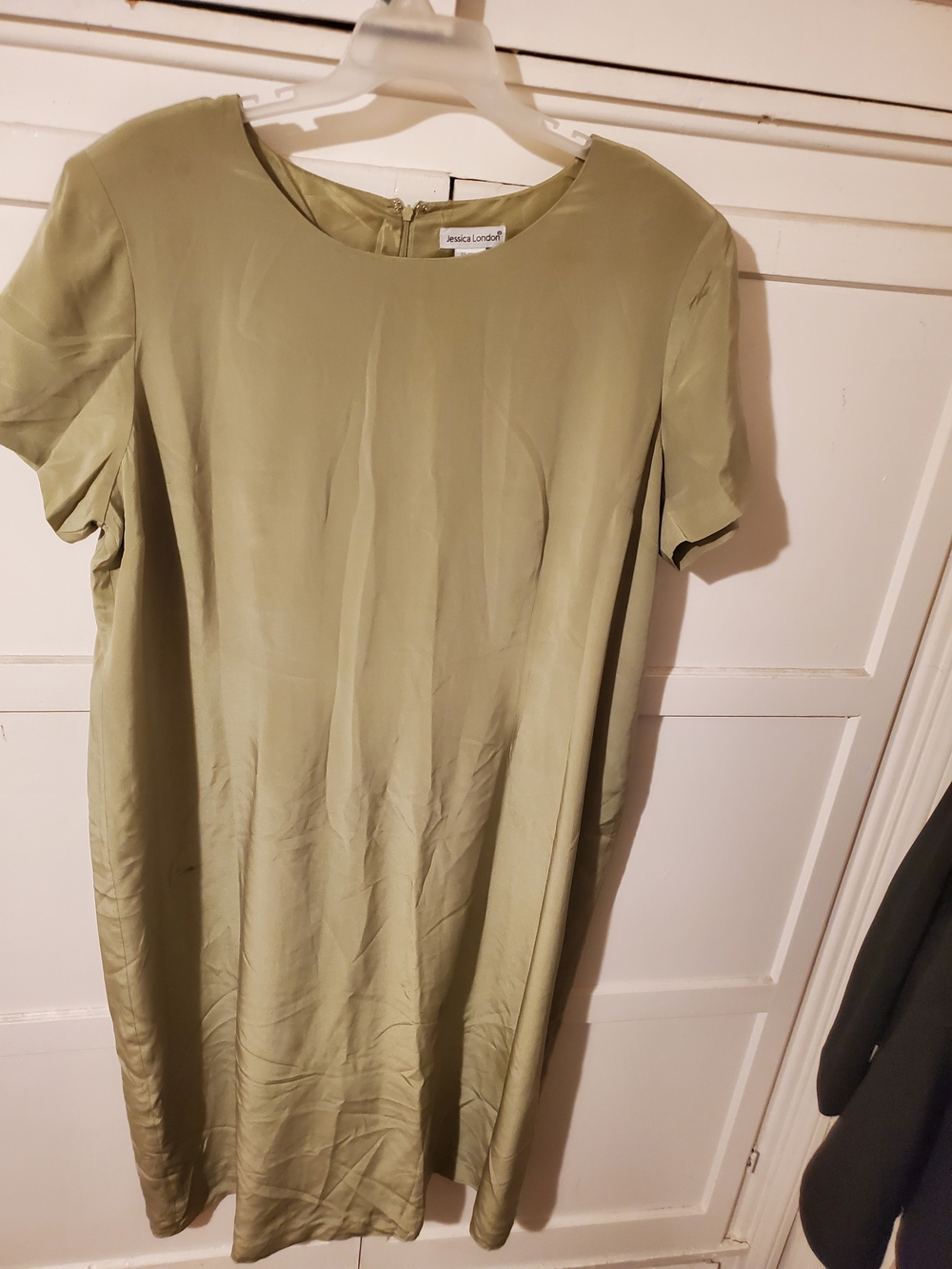 Jessica London Olive Green Short Sleeve Slip Dress